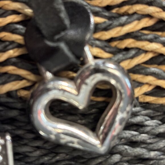 The Savannah Black & Tan Braided Woven Handbag By Brighton With Heart Charm Acce - Picture 14 of 14